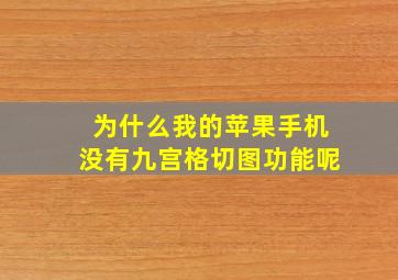 为什么我的苹果手机没有九宫格切图功能呢