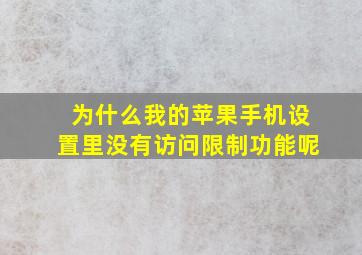 为什么我的苹果手机设置里没有访问限制功能呢