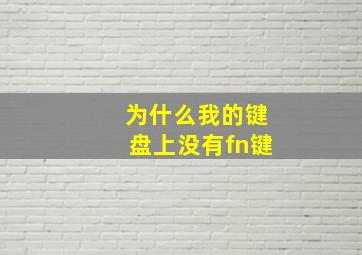 为什么我的键盘上没有fn键