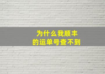 为什么我顺丰的运单号查不到