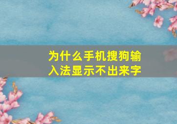 为什么手机搜狗输入法显示不出来字