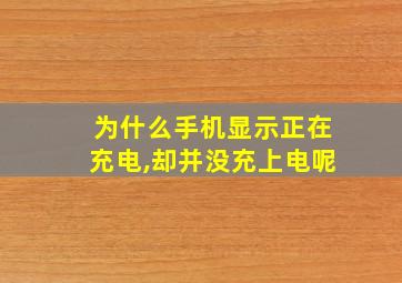 为什么手机显示正在充电,却并没充上电呢