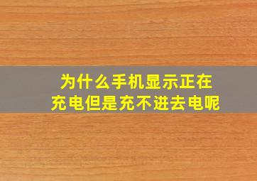 为什么手机显示正在充电但是充不进去电呢