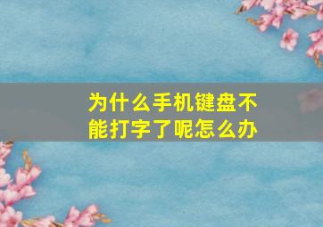 为什么手机键盘不能打字了呢怎么办