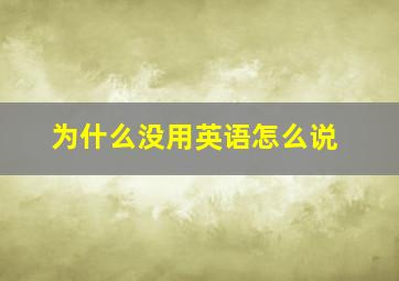 为什么没用英语怎么说