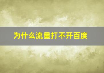 为什么流量打不开百度