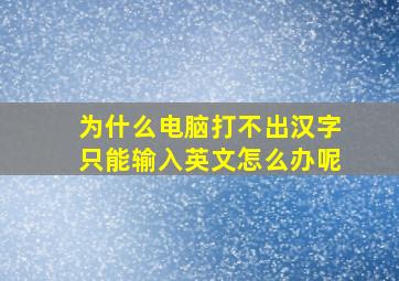 为什么电脑打不出汉字只能输入英文怎么办呢