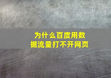 为什么百度用数据流量打不开网页