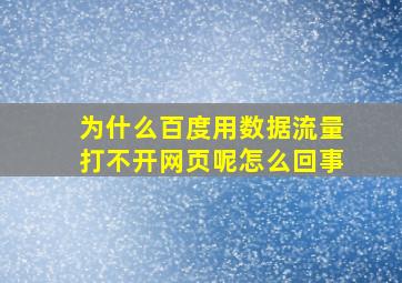 为什么百度用数据流量打不开网页呢怎么回事