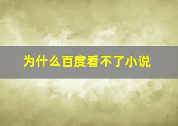 为什么百度看不了小说