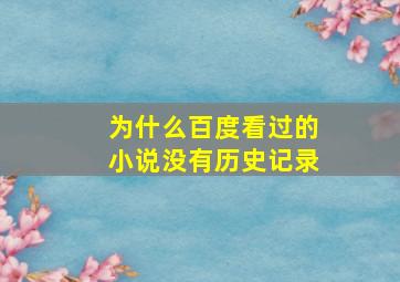 为什么百度看过的小说没有历史记录