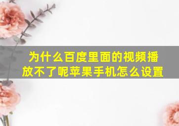 为什么百度里面的视频播放不了呢苹果手机怎么设置