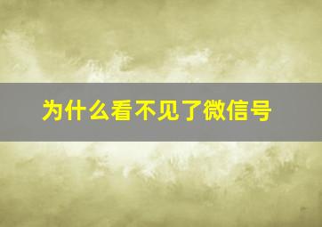 为什么看不见了微信号