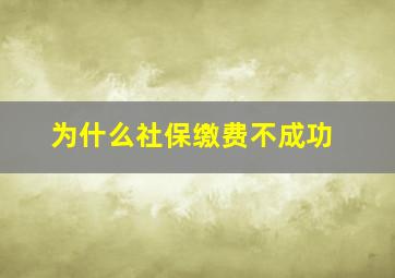 为什么社保缴费不成功