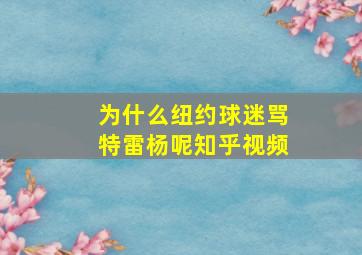 为什么纽约球迷骂特雷杨呢知乎视频