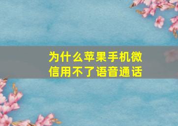 为什么苹果手机微信用不了语音通话