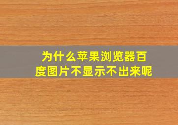 为什么苹果浏览器百度图片不显示不出来呢