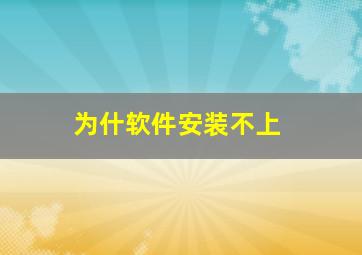 为什软件安装不上