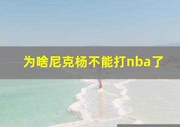 为啥尼克杨不能打nba了