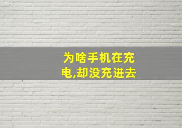 为啥手机在充电,却没充进去