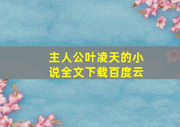 主人公叶凌天的小说全文下载百度云