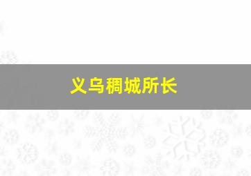 义乌稠城所长