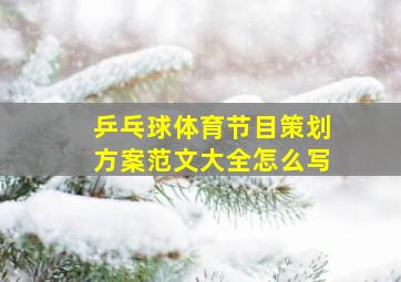 乒乓球体育节目策划方案范文大全怎么写