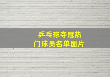 乒乓球夺冠热门球员名单图片