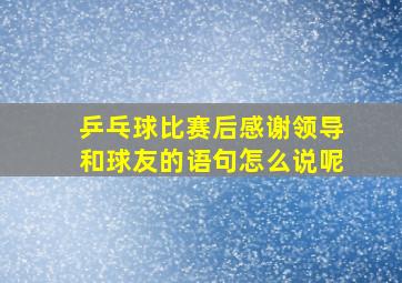 乒乓球比赛后感谢领导和球友的语句怎么说呢