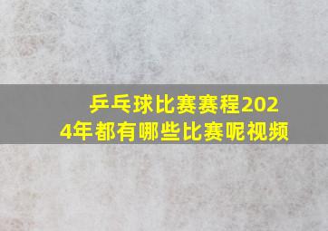 乒乓球比赛赛程2024年都有哪些比赛呢视频