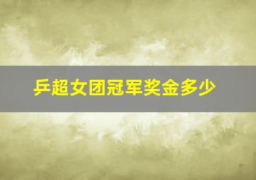 乒超女团冠军奖金多少