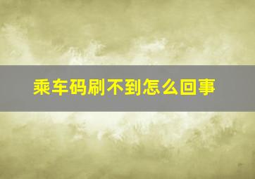 乘车码刷不到怎么回事