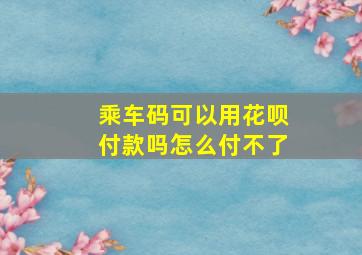 乘车码可以用花呗付款吗怎么付不了