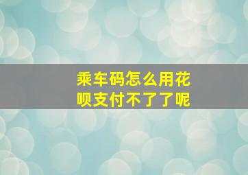 乘车码怎么用花呗支付不了了呢