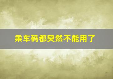 乘车码都突然不能用了