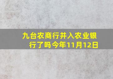 九台农商行并入农业银行了吗今年11月12日