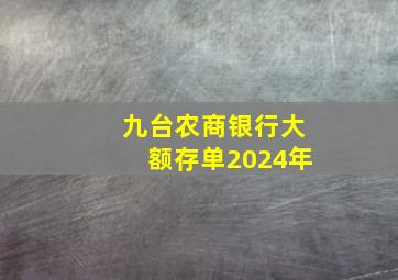 九台农商银行大额存单2024年