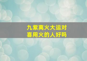 九紫离火大运对喜用火的人好吗