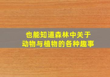 也能知道森林中关于动物与植物的各种趣事