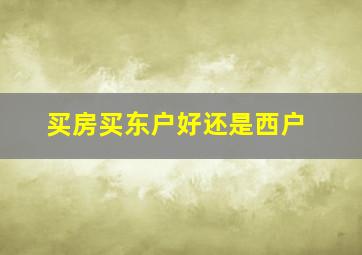 买房买东户好还是西户