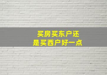 买房买东户还是买西户好一点