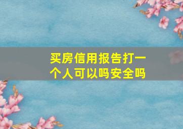 买房信用报告打一个人可以吗安全吗