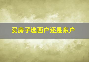 买房子选西户还是东户