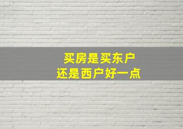 买房是买东户还是西户好一点