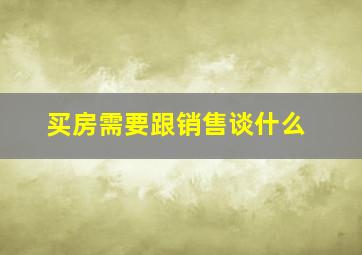 买房需要跟销售谈什么