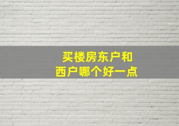 买楼房东户和西户哪个好一点