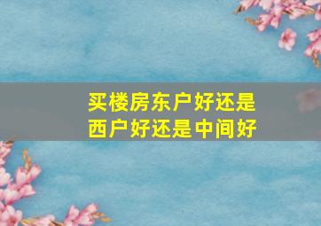 买楼房东户好还是西户好还是中间好