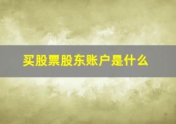 买股票股东账户是什么