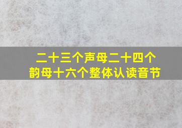 二十三个声母二十四个韵母十六个整体认读音节