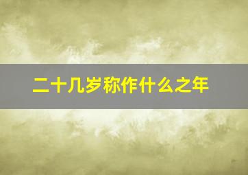 二十几岁称作什么之年